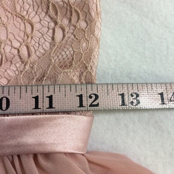 GIRL'S PARTY DRESS 6-7Y pink mauve lace chiffon ruffle sleeve maxi NEW B74 - Picture 5 of 7